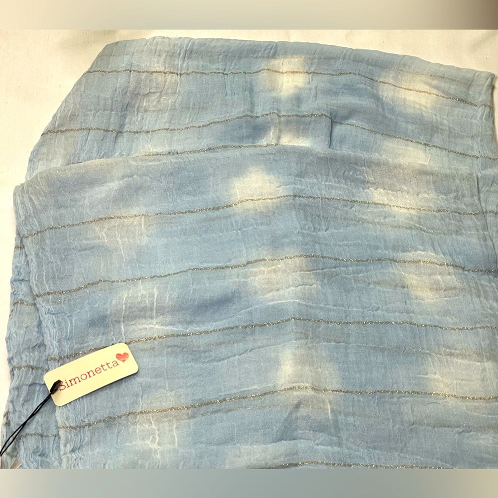 NWT Simonetta Lightweight Light Blue and White Tie Dye Infinity Scarf Size: OS